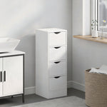 Badezimmerschrank, Aufbewahrungsschrank mit 4 Schubladen und Griffmulden, 29 x 29 x 83 cm, weiß