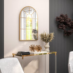 Miroir mural en métal cadre doré en forme de voûtée – 91 x 60 cm – décoration pour entrée ,chambre à coucher, salon