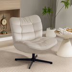 Fauteuil de salon pivotant, chaise rembourrée en chenille sans accoudoirs, assise et dossier larges, 70x80x82cm, crème