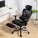 Chaise bureau ergonomique, fauteuil de bureau avec soutien lombaire dynamique adaptatif, 73x75x120-128cm, noir
