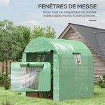 Serre de jardin serre tunnel de jardin 3,24m² PE Haute densité 135 g/m², avec 2 portes zippées 180 x 180 x 200 cm, vert
