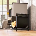 Range-bûches porte buche avec sac de transport et poignées pour intérieure, en métal robuste, 53 x 33 x 43 cm, noir