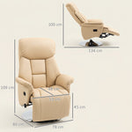 Fauteuil inclinable pivotant repose-pied réglable accoudoirs piètement acier chromé revêtement synthétique PU beige
