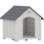 Caseta para perro de exterior, casa para perro de polipropileno impermeable ventilada con suelo elevado 66x55x65cm gris claro