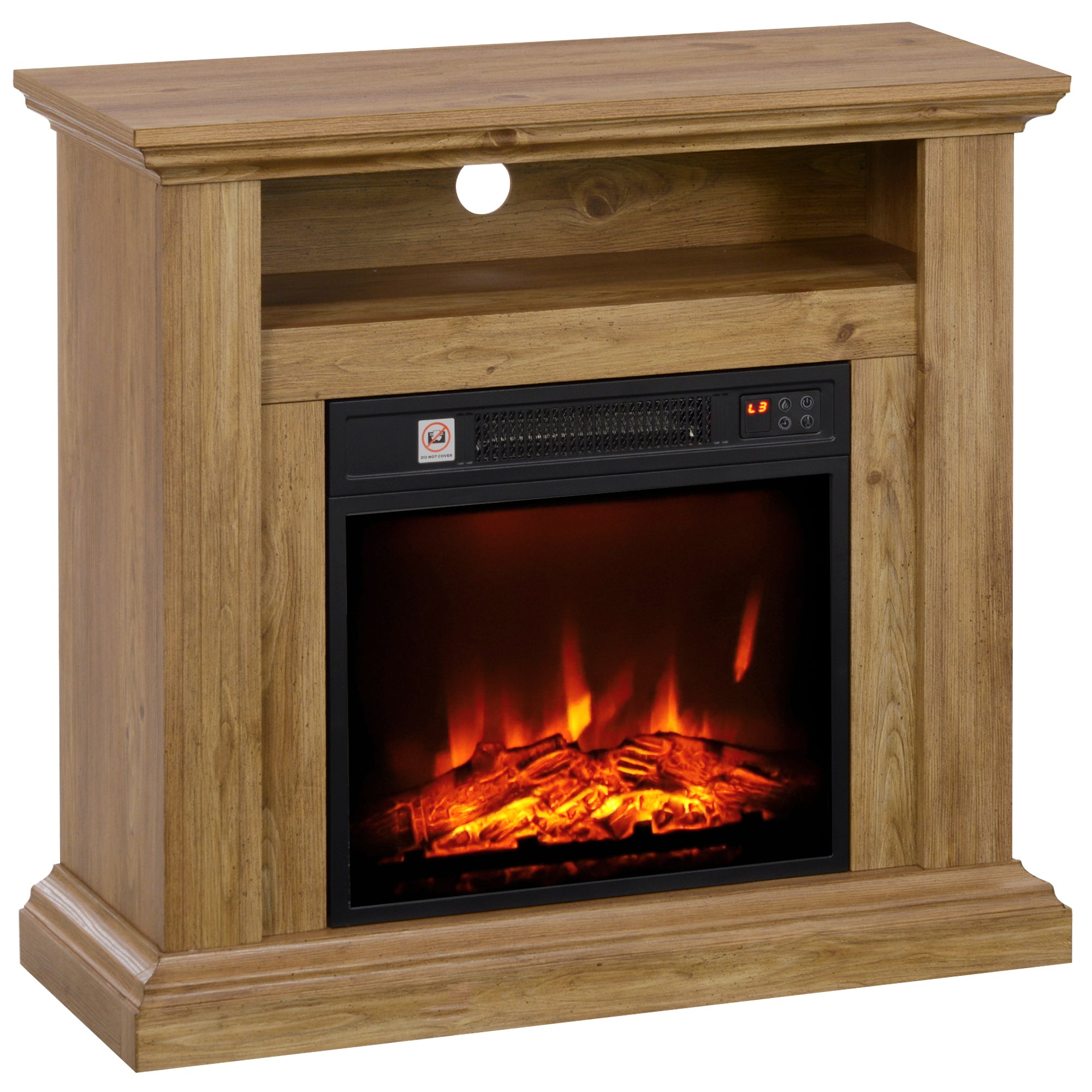 Cheminée électrique effet flammes 3D luminosité réglable 1800 W avec télécommande 81,5 x 30 x 76,2 cm brun effet bois