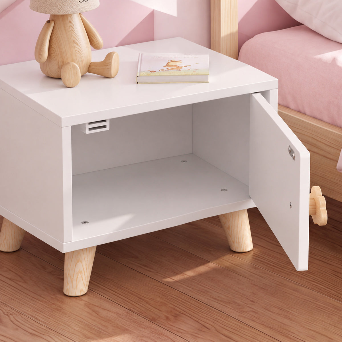 Comodino per Bambini con Cassetto, Maniglia a Forma di Nuvola, per Cameretta, 34 x 31 x 25 cm, Bianco