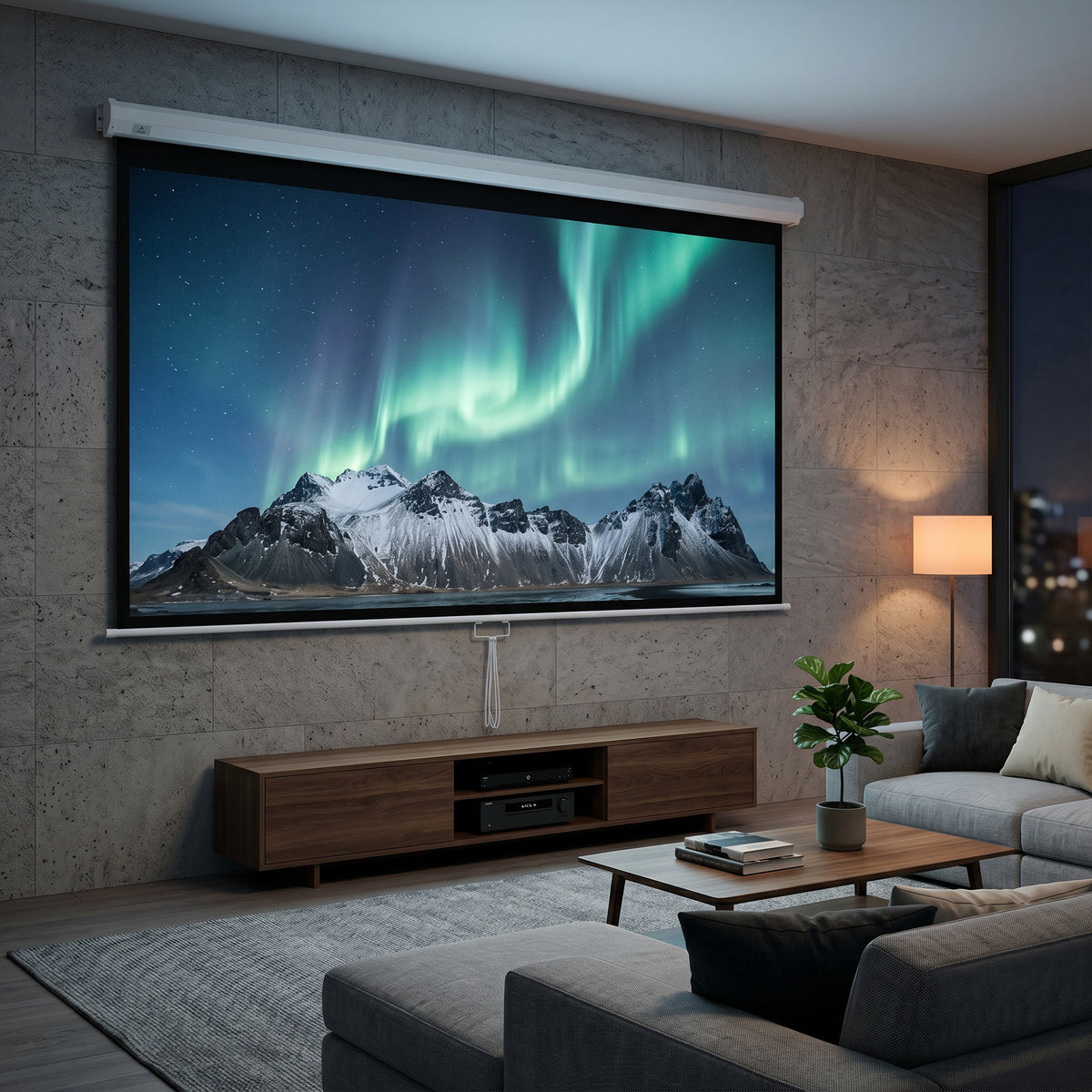100-Zoll TV- und Heimkino-Projektionsleinwand, 16:9 4K HD-Projektor, Wand- oder Deckenmontage