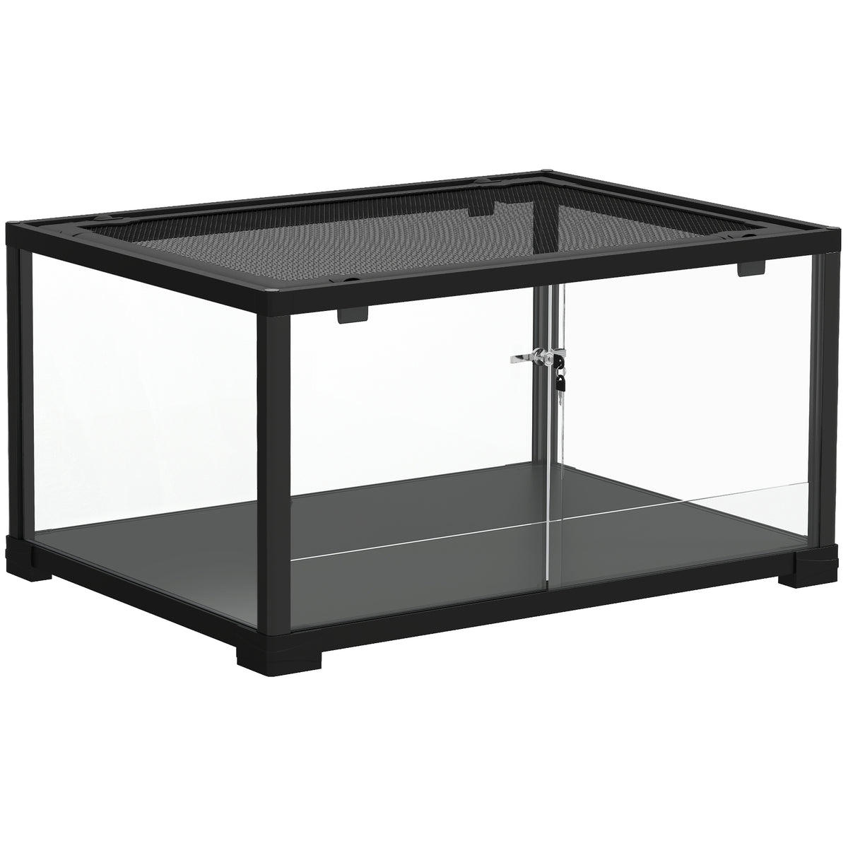 Terrarium en verre pour reptile enclos pour hamster 86 L ventilation supérieure porte coulissante 50,8x30,5x35,6cm noir