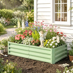 Carré Potager de Jardin Rectangulaire, Tôle d'Acier Ondulée, 120 x 60 x 30,5 cm, Vert