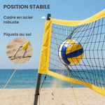 Ensemble de Volley-Ball et Badminton, Poteaux en Acier Hauteur Réglable, Sac de transport, pour Pelouse Plage Jardin