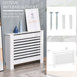 Cache-radiateur couverture radiateur Design à Lattes Panneau Cabinet pour salon cuisine chambre couloir dim. 112L x 19l x 81H cm MDF Blanc