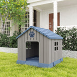 Caseta para perro de exterior casa perro exterior con rejillas de ventilación y suelo elevado 85 x 79 x 82 cm azul