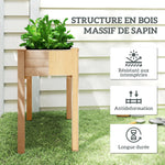 Jardinière surélevée en Bois, Carré Potager sur Pied surélevé, Trous de Drainage, Tissu non tissé, 86x46x76 bois naturel