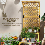 Support plantes intérieur porte plante intérieure à deux niveaux avec treillis 60 x 50 x 166 cm en bois massif jaune