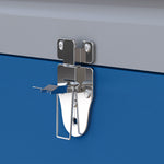 Caisse boite à outils en métal transportable avec 3 poignées, 2 loquets, dim. 50L x 26l x 18,5H cm, bleu