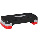 Stepper aerobic fitness hauteur reglable 2 niveaux surface antiderapante PP 68 x 29 x 15 cm rouge noir et gris