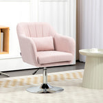 Fauteuil de salon coussins lombaires hauteur réglable pivotant 360° piètement en métal rose