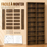 Rangements pour CD et DVD 18 compartiments capacité max. 640 CD/360 DVD 430 Blu-ray 78,5 x 24 x 175 cm noyer foncé