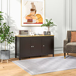 Buffet meuble de rangement avec 3 portes 2 étagères réglables plateau aspect bois clair 120 x 40 x 70 cm noir