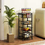 Desserte cuisine 4 niveaux chariot de service sur roulettes plan de travail cadre en acier 49,5 x 31 x 91 cm gris clair