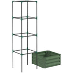 Jardinière avec treillis ajustable, bac à fleurs avec cage à tomates acier galvanisé 61 x 61 x 187 cm vert-7
