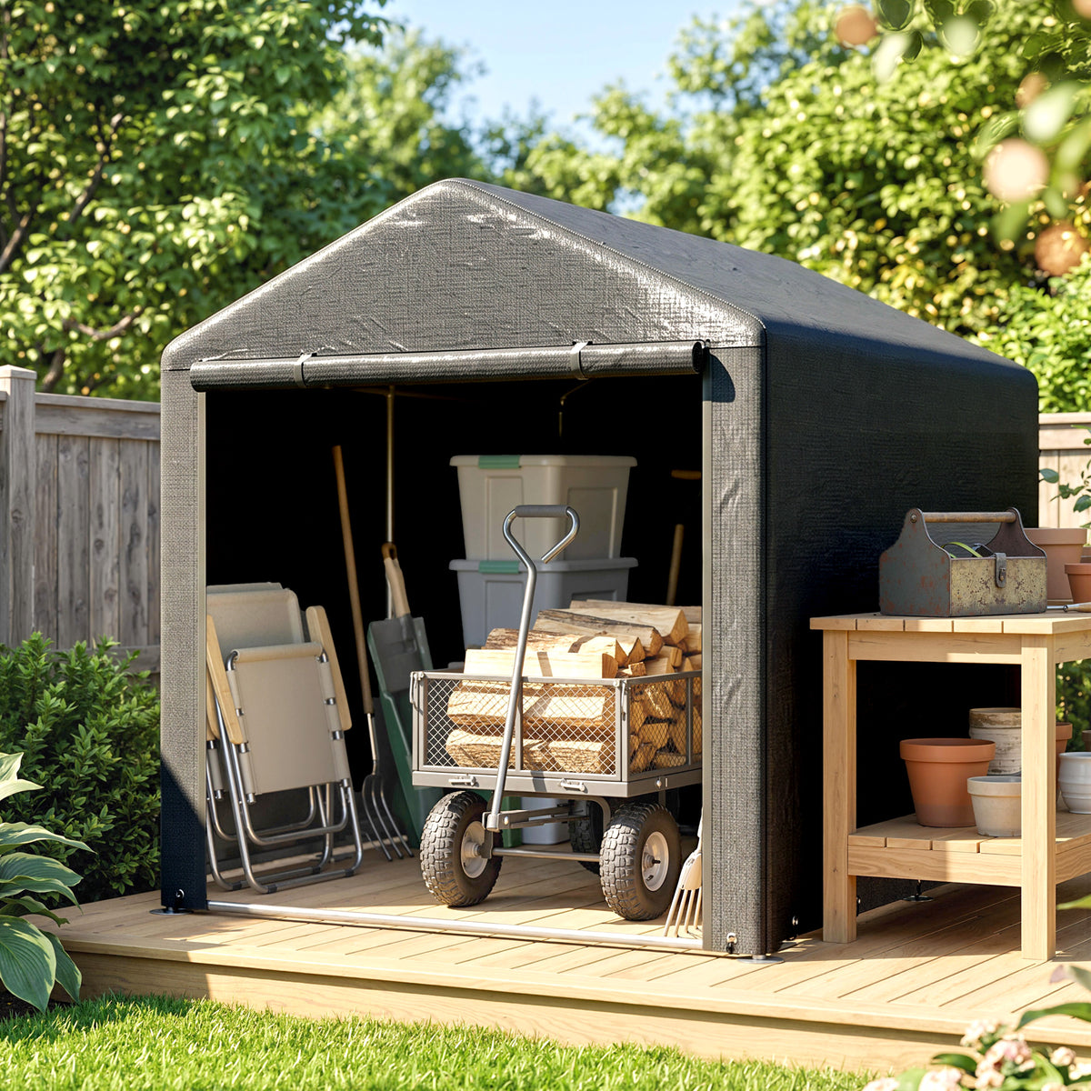 Abri de jardin tente de stockage portable abri de vélo garage pour extérieur avec cadre en acier galvanisé grande porte