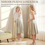 Grand miroir sur pied, miroir ovale, cadre en métal doré, avec support pour entrée, chambre, dressing, 40 x 160 cm