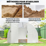 Serre Tunnel de Jardin 18m², Serre de Jardin Tunnel avec Porte et 12 Fenêtres avec Moustiquaires, 295x597x200cm, Blanc