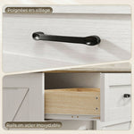 Îlot central cuisine, buffet cuisine, meuble de rangement avec 2 tiroirs 2 portes coulissantes, étagère réglable, blanc