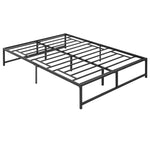 Cadre de lit double 140 x 190 cm, lit double 2 personnes en acier, hauteur 31 cm avec rangement, sommier à lattes, noir