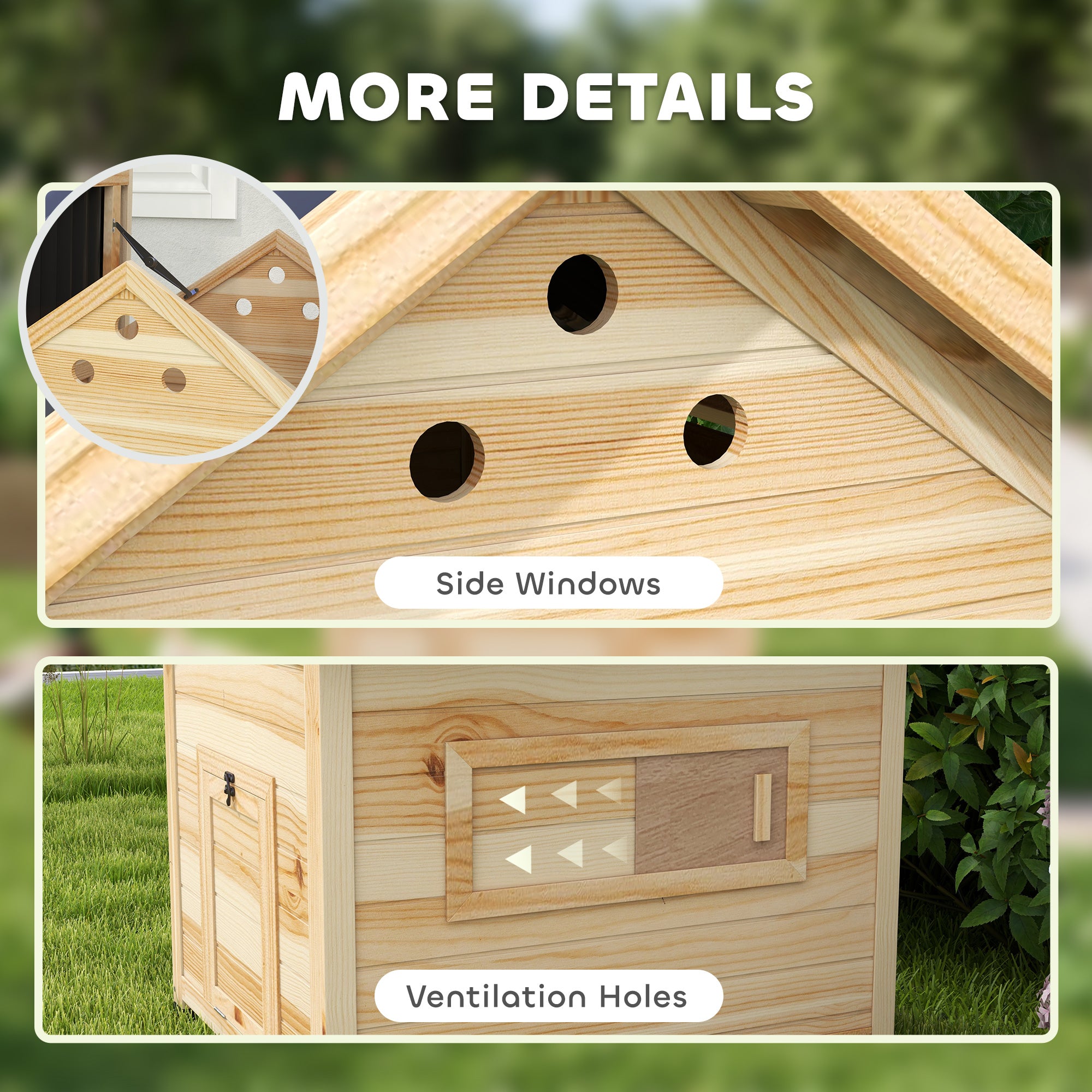 Wooden duck coop duck shelter with opening roof and double door 78 x 90 x 92 cm natural wood effect