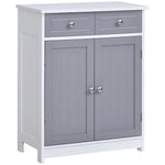 Meuble de salle de bain meuble de rangement 2 tiroirs placard double porte et étagère réglable 60 x 30 x 75 cm gris