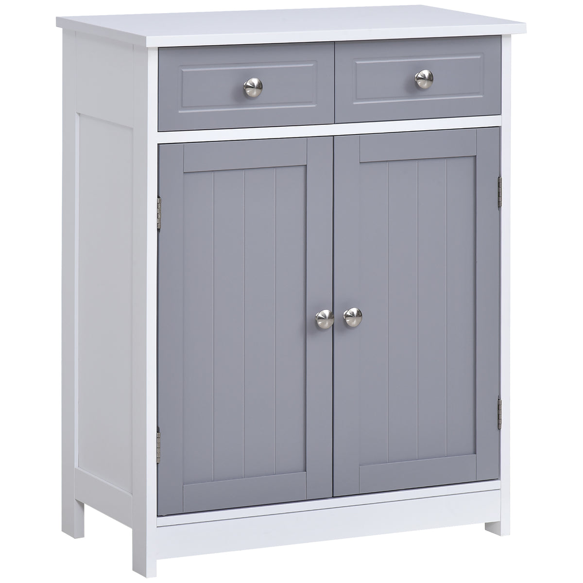 Meuble de salle de bain meuble de rangement 2 tiroirs placard double porte et étagère réglable 60 x 30 x 75 cm gris