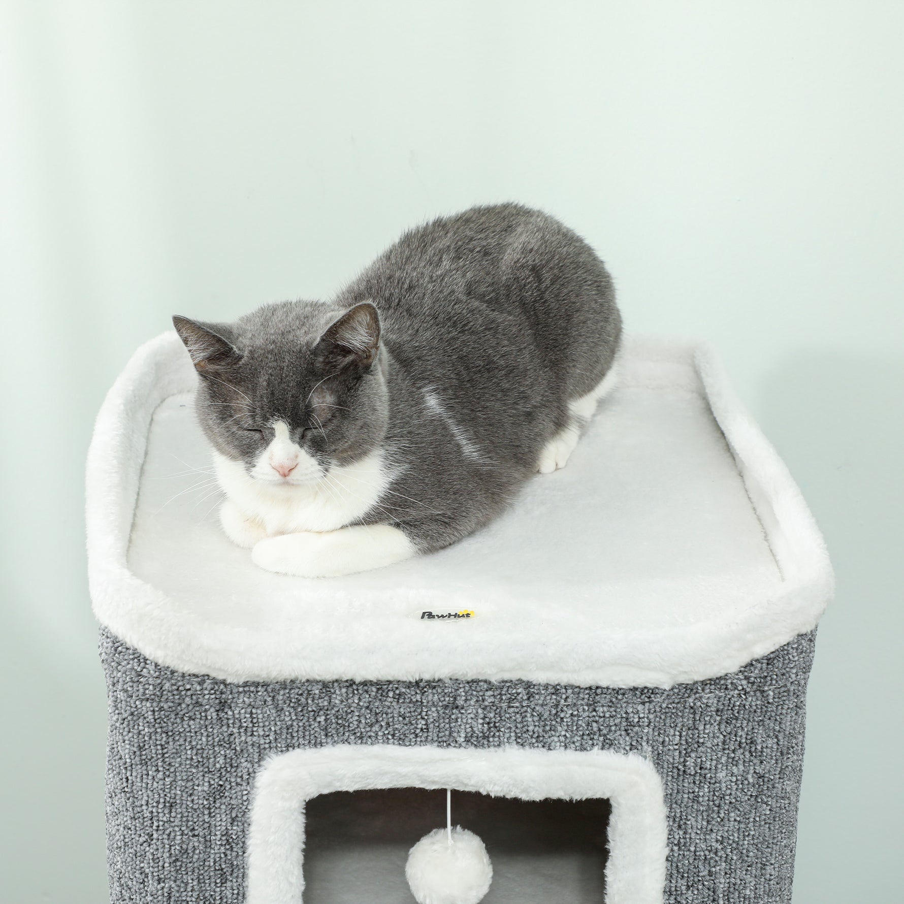 Tour pour chat 4 niveaux, arbre à chat stable boules de jeu plateforme supérieure bord en peluche, 41x 41 x 100 cm, gris