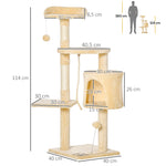 Arbre à chats multi-équipements griffoirs grattoirs plateformes niche corde jouets 40L x 40l x 114H cm beige