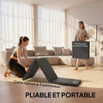 Tapis de gymnastique yoga pilates fitness pliable en 3 panneaux avec poignées revêtement synthétique 180 x 60 x 5cm gris