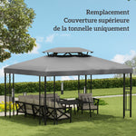 Toile de rechange pour pavillon tonnelle tente 3 x 4 m polyester haute densité 180 g/m² gris clair