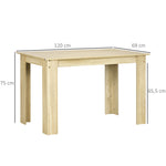 Table à manger table de cuisine design moderne avec grand plateau 2-4 personnes en bois dim. 120L x 69l x 75H cm chêne