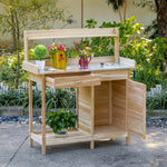 Table de rempotage table de jardinage avec 2 étagères, tiroir, placard, plateau tôle acier galvanisé avec