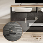 Meuble TV banc TV en bois avec 2 niches 2 armoires à porte une armoire ouverte 105 x 40 x 52 cm effet bois noir
