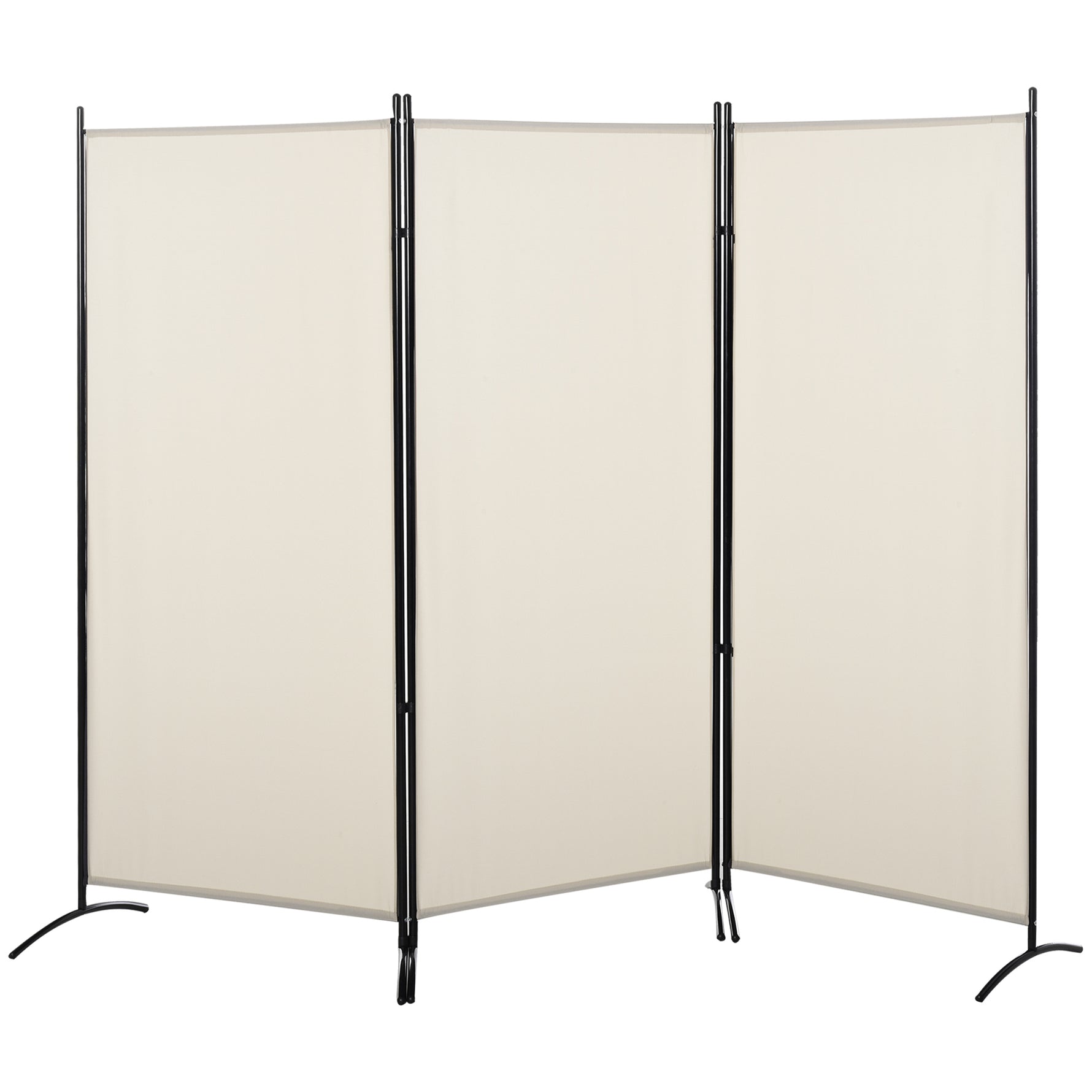 Paravent 3 panneaux dim. 2,53L x 0,5l x 1,82H m Store latéral Brise-Vue paravent sur Pied séparateur métal Polyester