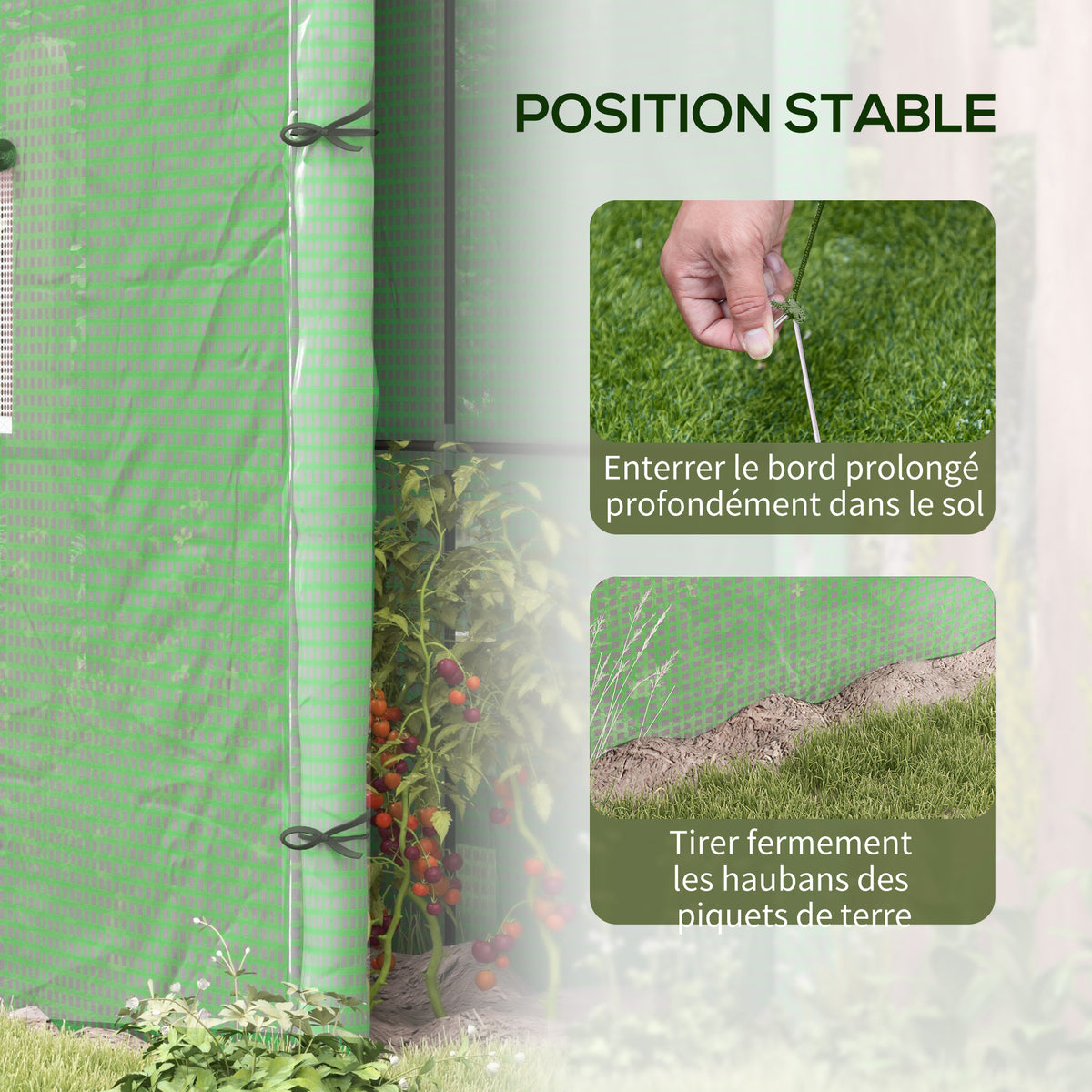 Serre de jardin adossée murale serre à tomate 2 Portes zippées enroulables, 1 fenetre, dim. 200L x 80l x 200/180H cm