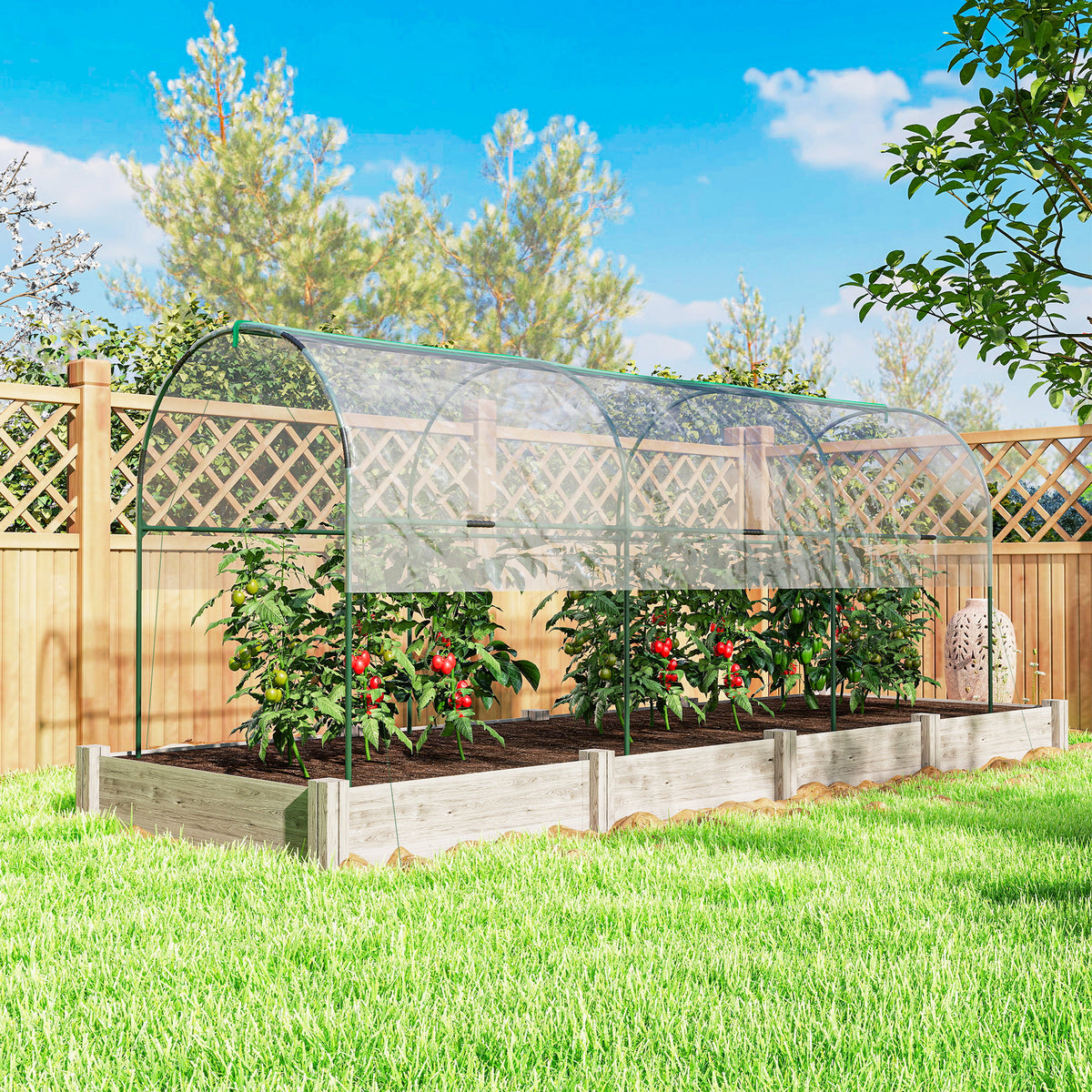 Serre de jardin serre à tomates 4 arceaux en acier bâche en PVC 4 x 1,2 x 1,7 m vert