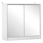 Armoire Murale Miroir Salle de Bain 2 étagères dim. 48L x 14l x 45H cm Panneaux Particules MDF Blanc