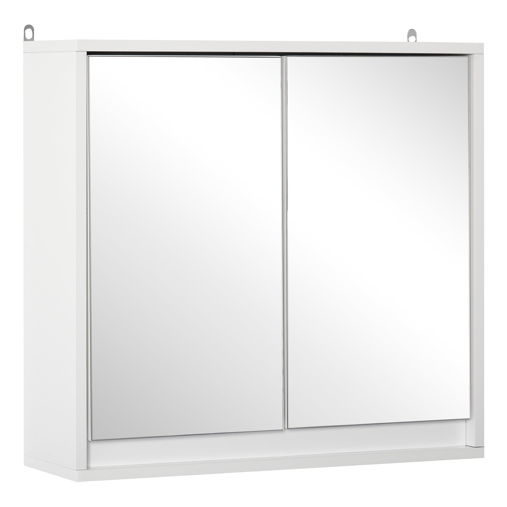 Armoire Murale Miroir Salle de Bain 2 étagères dim. 48L x 14l x 45H cm Panneaux Particules MDF Blanc