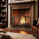 Pare Feu Cheminée Pliable 3 Panneaux, Pare-Étincelles Cheminée, Motif Floral, Métal, 107 x 60 cm, Noir-8