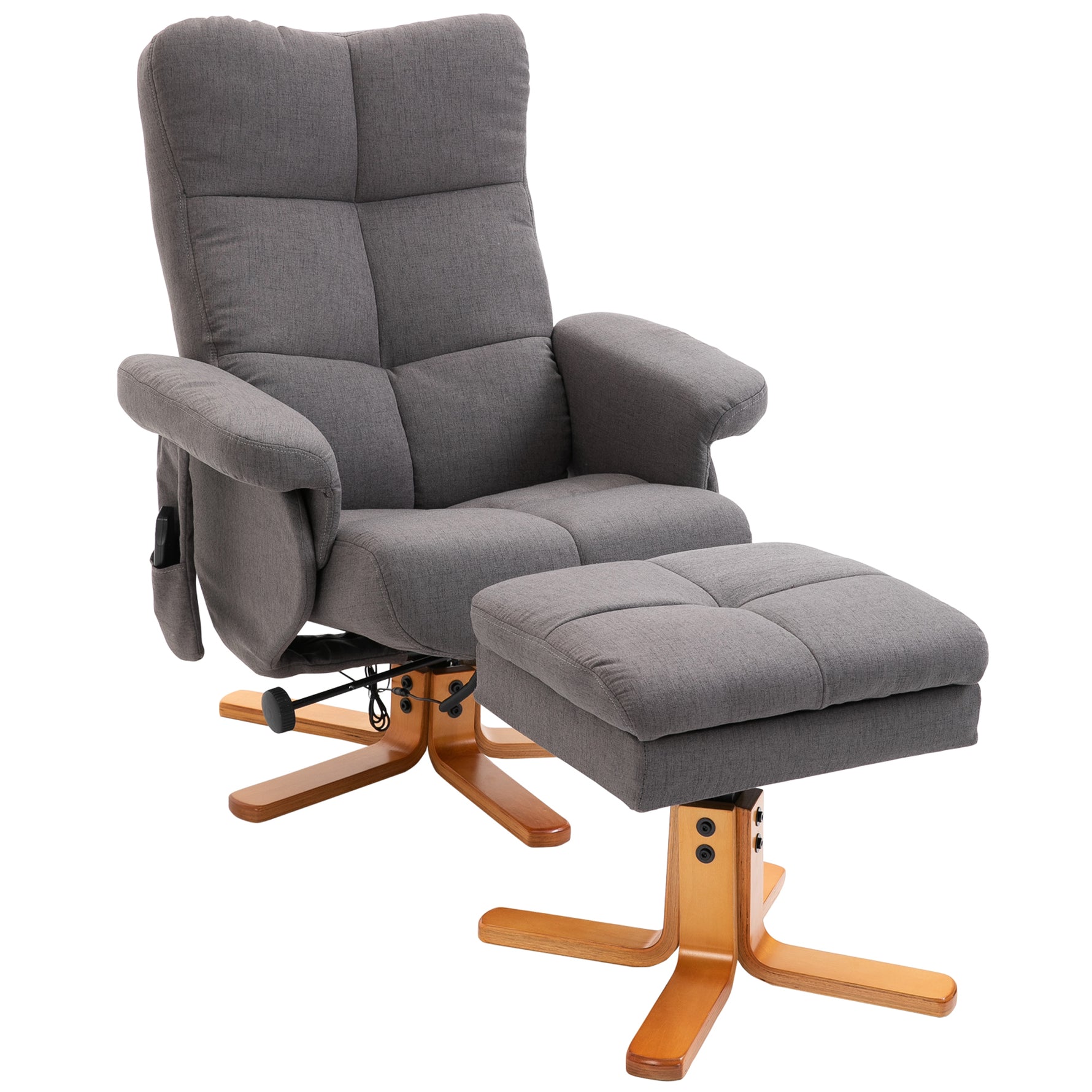 Fauteuil massant avec repose-pied - dossier inclinable jusqu'à 145°, coffre de rangement, appuie-têteet et télécommande
