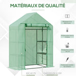 Serre de Jardin avec Étagères 3 Niveaux, Petite Serre de Balcon en Bâche PE 140 g/㎡ Renforcée 141 x 72 x 191 cm, Vert