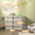 Organisateur de jouets pour enfants à 3 niveaux avec 6 tiroirs, boîtes de rangement en plastique, 75x37x56,5cm, crème