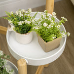 Support pour plantes étagère à fleurs à 4 niveaux en bambou et métal pour extérieur intérieur 28 x 28 x 80 cm blanc